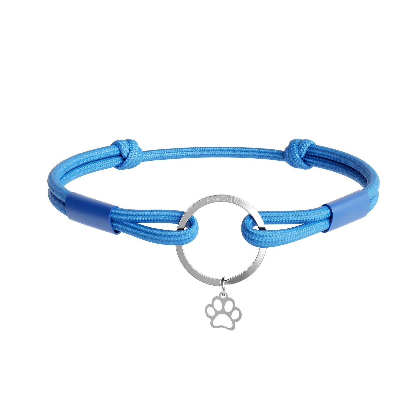 TagHug Classic Blue paracord collar ID tag holder for dogs and cats. Goes with any collar or harness. Handmade pet accessory.