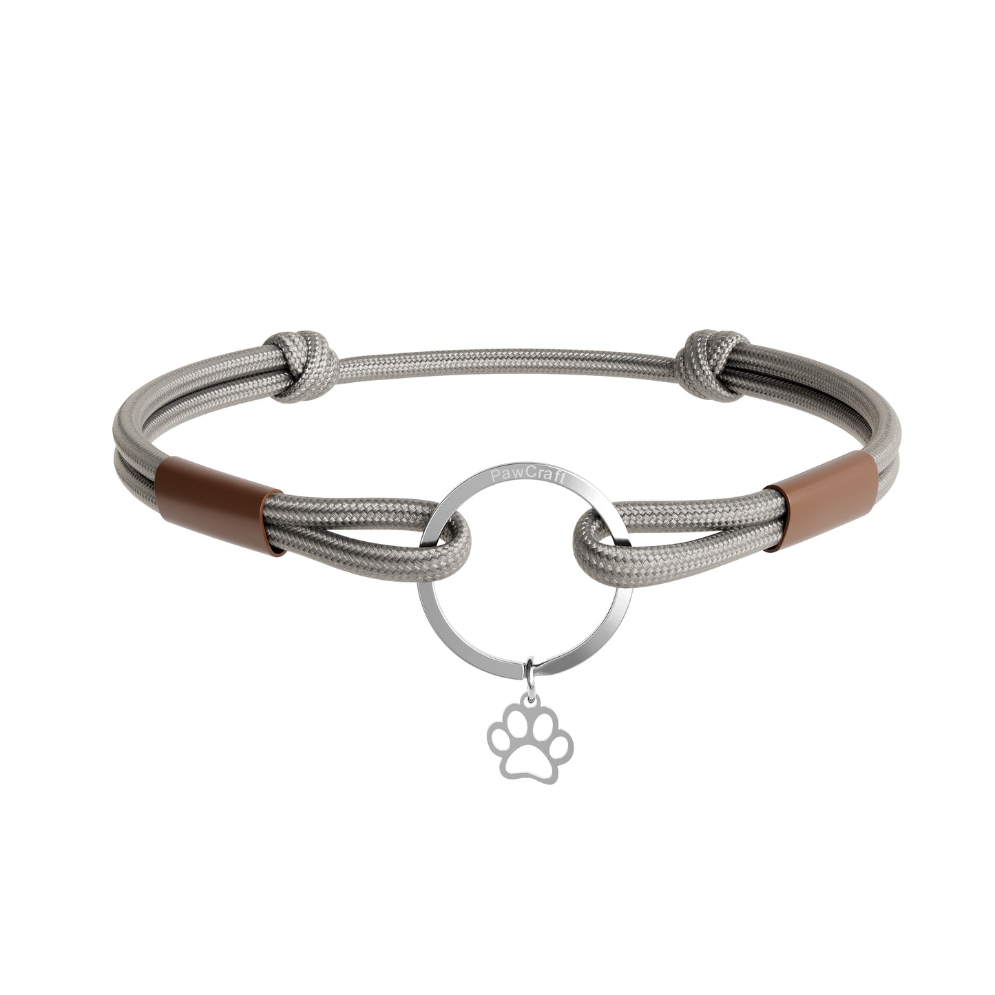 TagHug Classic Mocha Brown paracord collar ID tag holder for dogs and cats. Goes with any collar or harness. Handmade pet accessory.