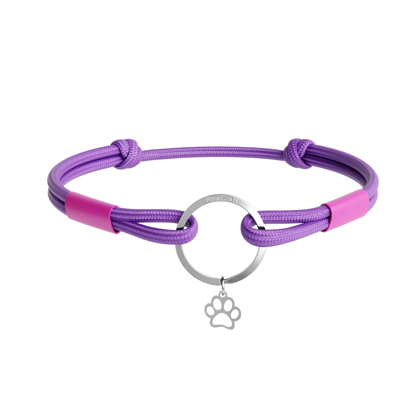 TagHug Classic Purple paracord collar ID tag holder for dogs and cats. Goes with any collar or harness. Handmade pet accessory.