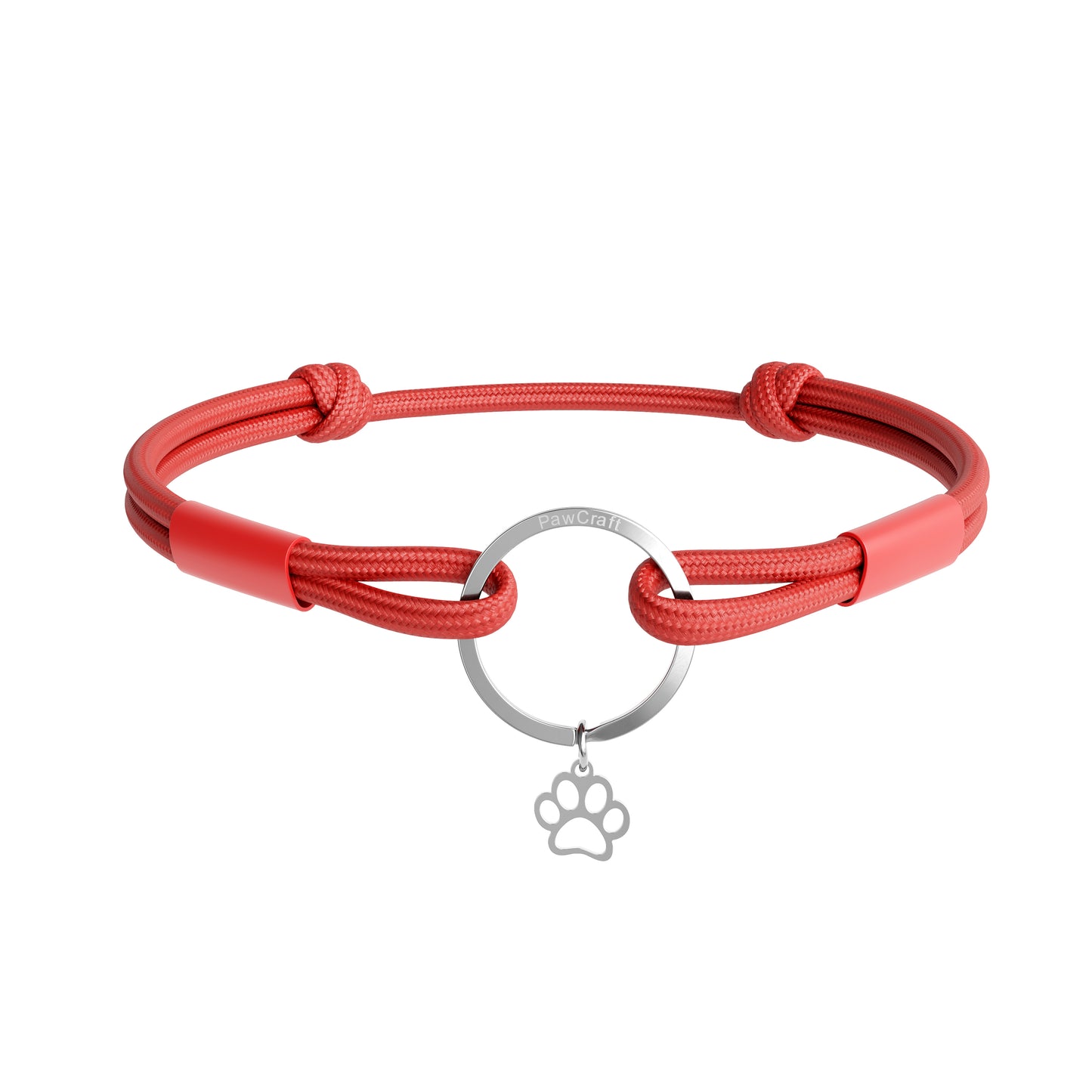 TagHug Classic Red paracord collar ID tag holder for dogs and cats. Goes with any collar or harness. Handmade pet accessory.