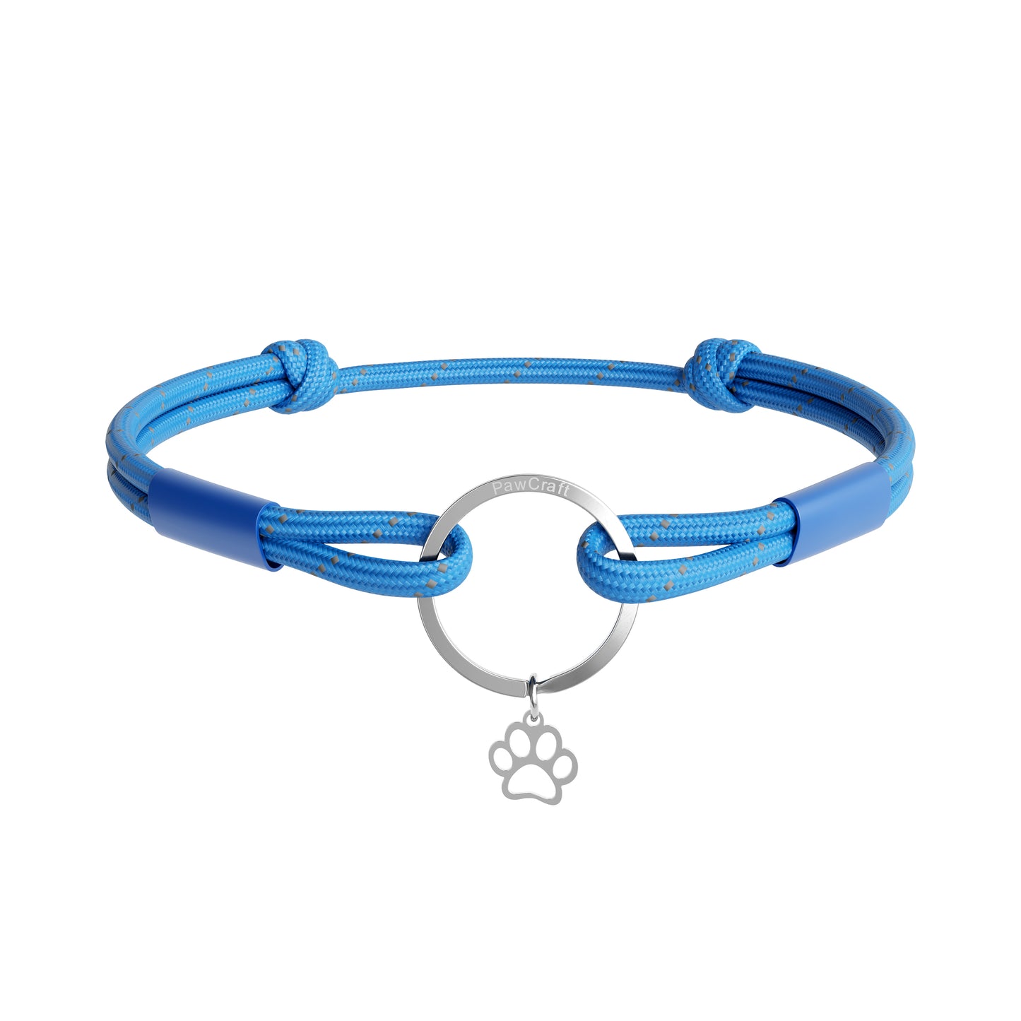 TagHug Reflective Blue paracord collar ID tag holder for dogs and cats. Reflective for visibility and safety. Goes with any collar or harness. Handmade pet accessory.