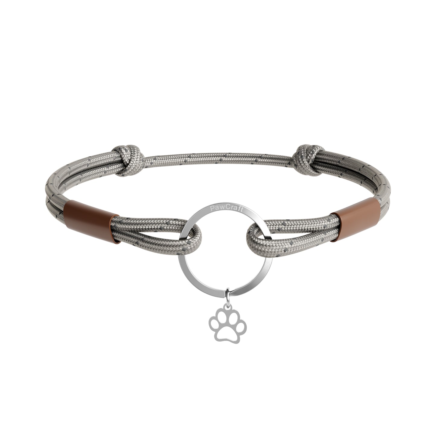 TagHug Reflective Mocha paracord collar ID tag holder for dogs and cats. Reflective for visibility and safety. Goes with any collar or harness. Handmade pet accessory.