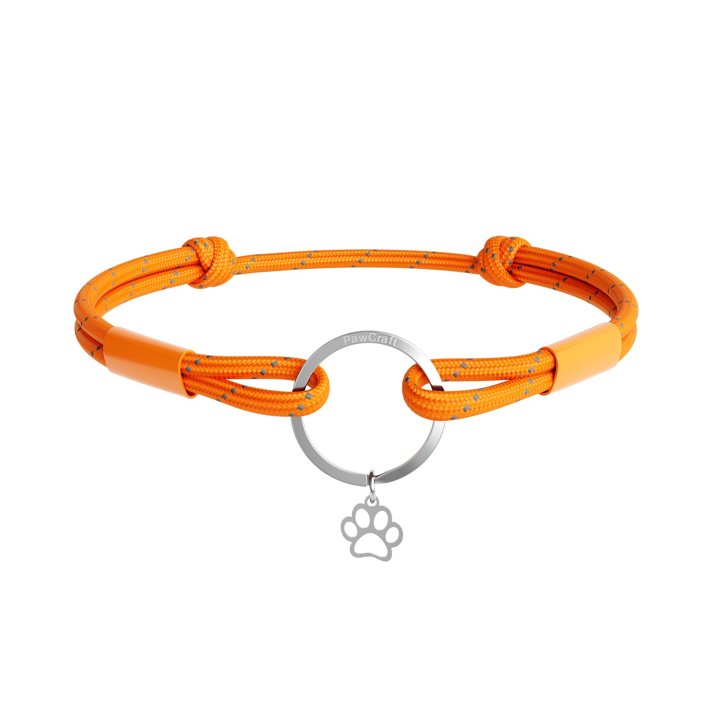 TagHug Reflective Orange paracord collar ID tag holder for dogs and cats. Reflective for visibility and safety. Goes with any collar or harness. Handmade pet accessory.