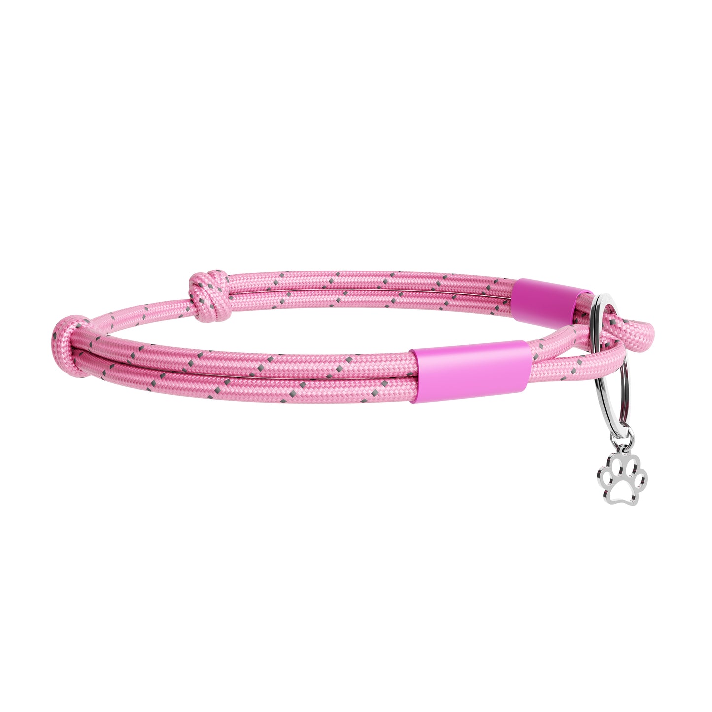 TagHug Reflective Pink paracord ID tag holder, close-up showing reflective pink paracord detail.