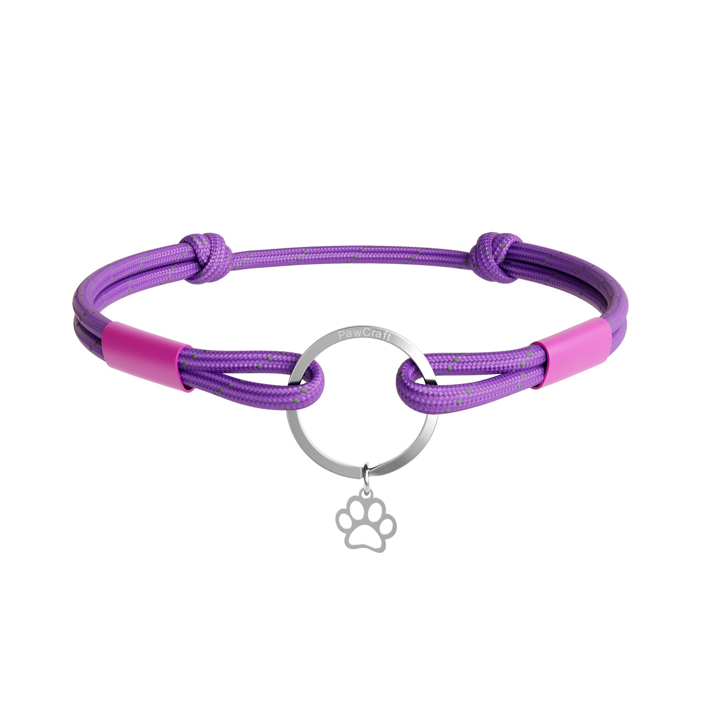 TagHug Reflective Purple paracord collar ID tag holder for dogs and cats. Reflective for visibility and safety. Goes with any collar or harness. Handmade pet accessory.