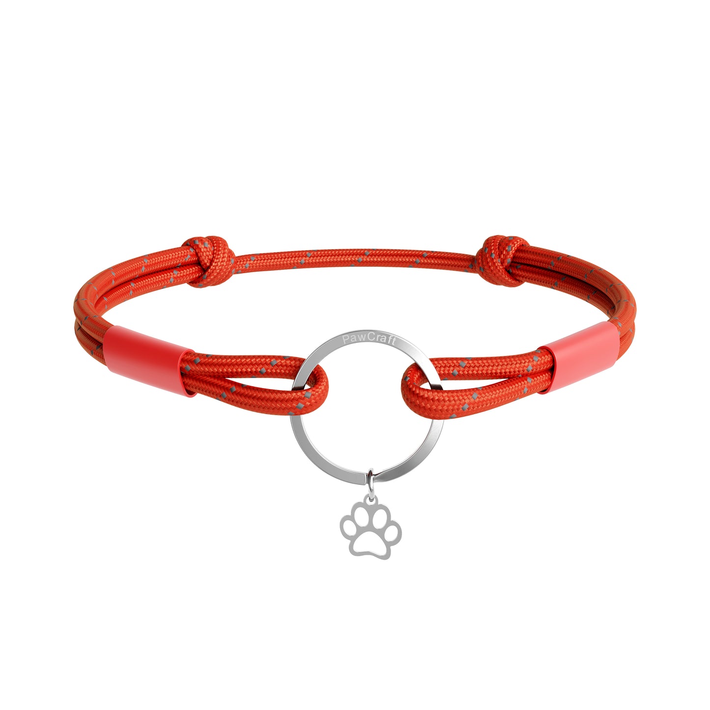 TagHug Reflective Red paracord collar ID tag holder for dogs and cats. Reflective for visibility and safety. Goes with any collar or harness. Handmade pet accessory.