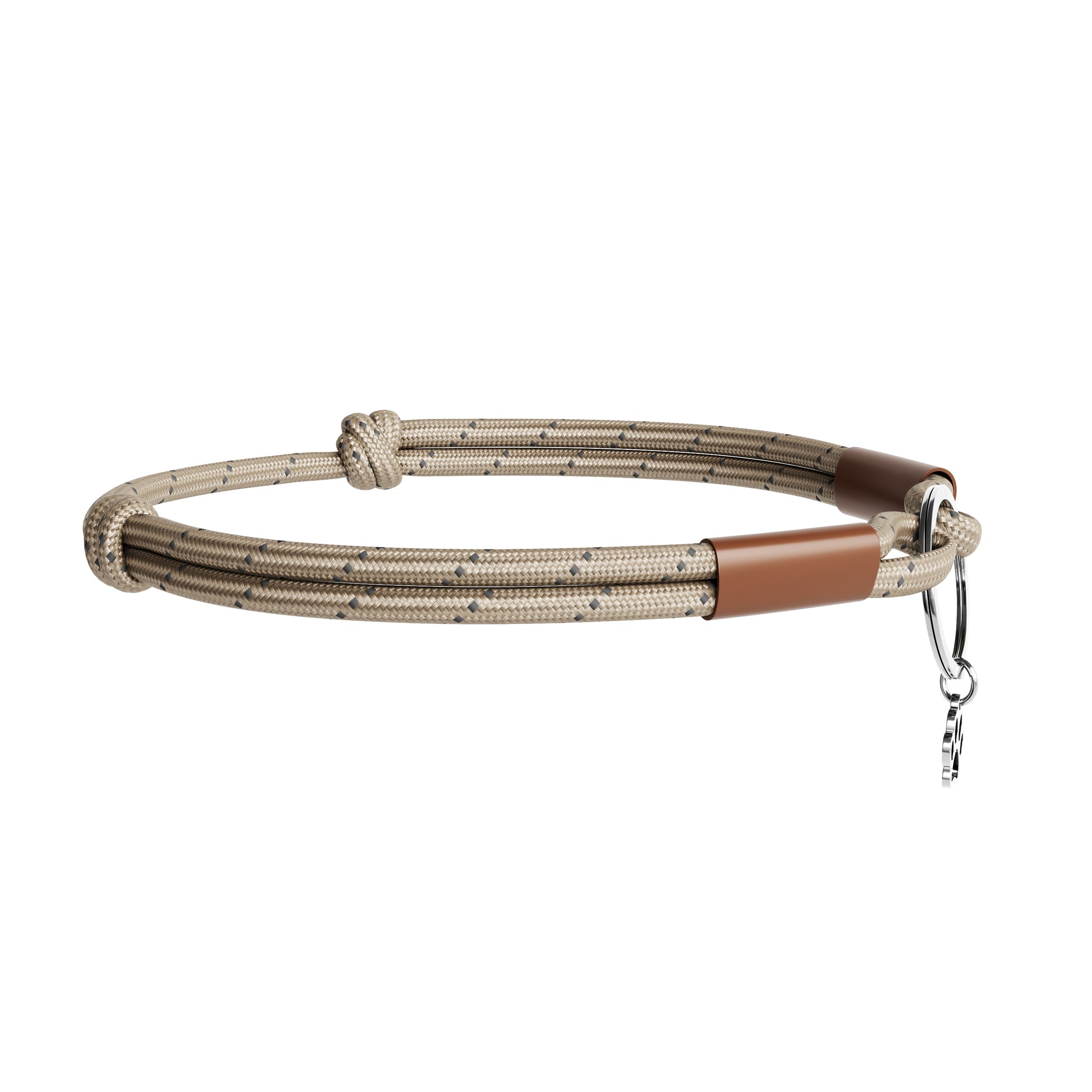 beige Dog collar with leather accent on a white background